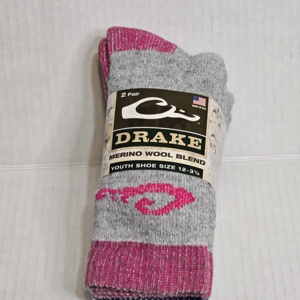 Drake Youth Merino Wool Blend Socks 2‎ Pair Shoe Size 12- 3.5 (#101)